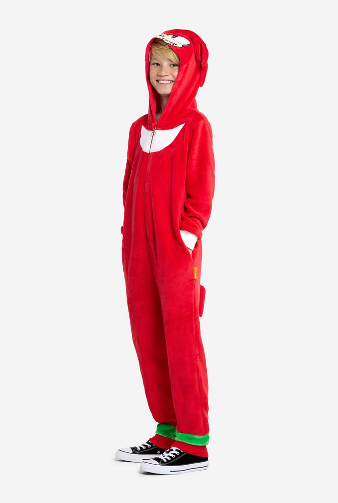 Boy wearing red Sonic Knuckles Kids Onesie