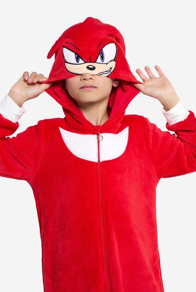 Boy wearing red Sonic Knuckles Kids Onesie