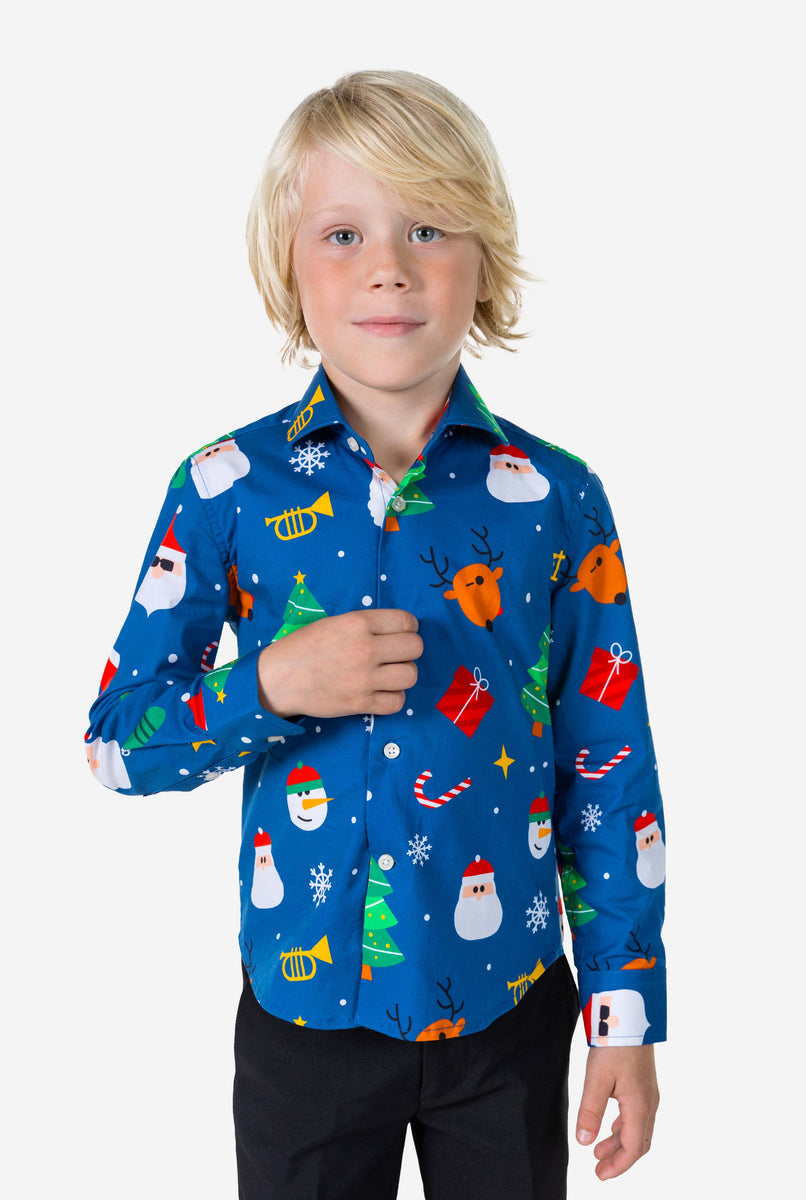 SHIRT LS Festivity Blue Boys – Wholesale OppoSuits Europa