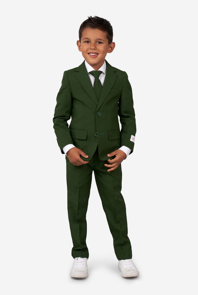 Boy wearing green suit