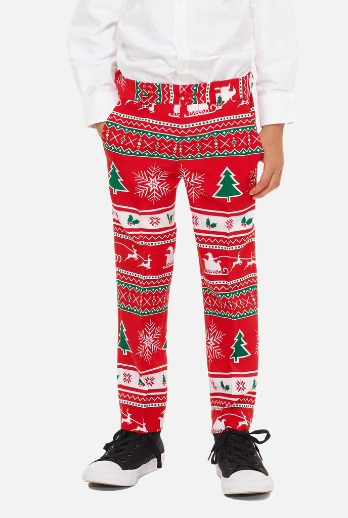 Red christmas pants, part of suit for boys 