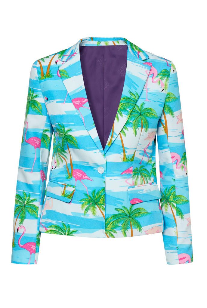 Summer blazer with tropical flamingo print