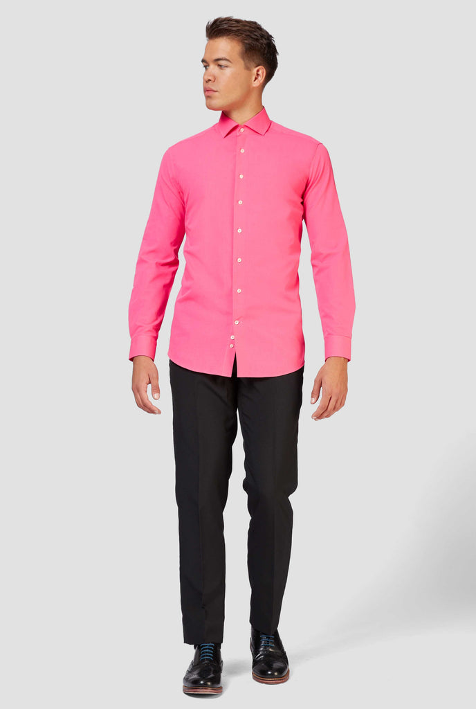 Man wearing pink dress shirt