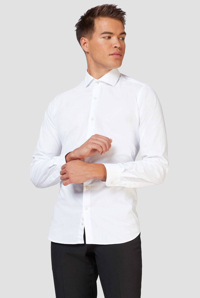 Man wearing white dress shirt