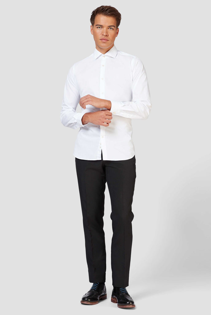 Man wearing white dress shirt