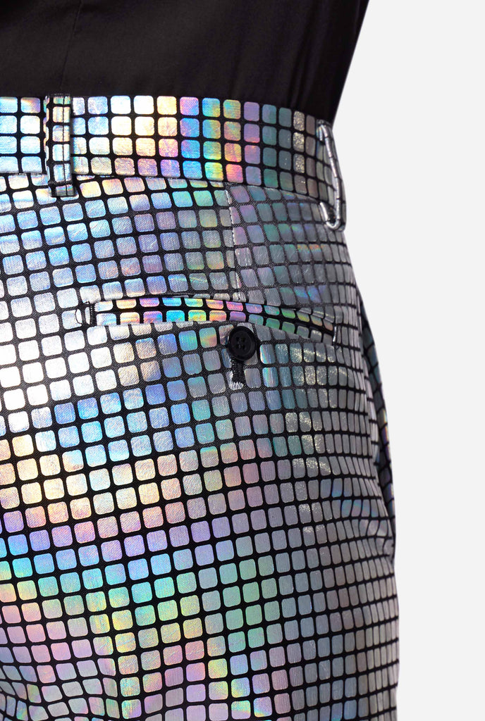 Man wearing Disco suit, close up pants view