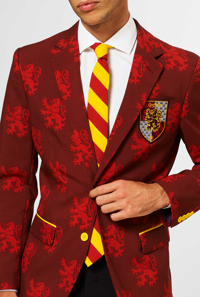 Harry Potter red Gryffindor suit worn by man