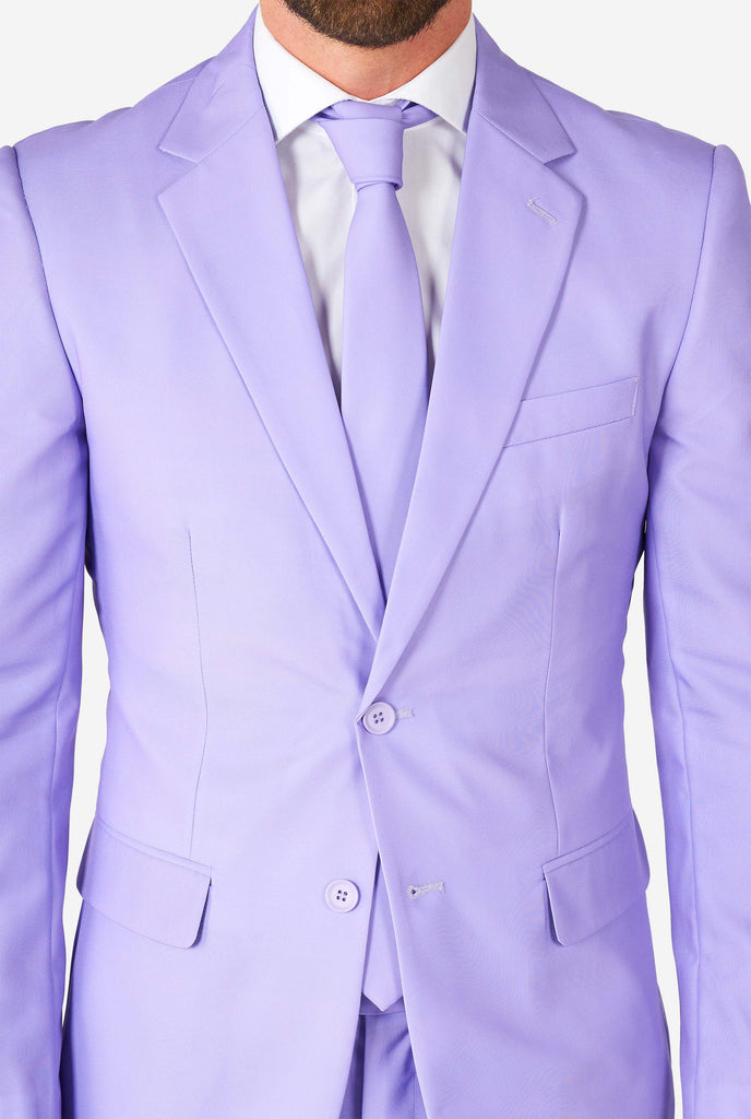 Man wearing lavender purple colored suit