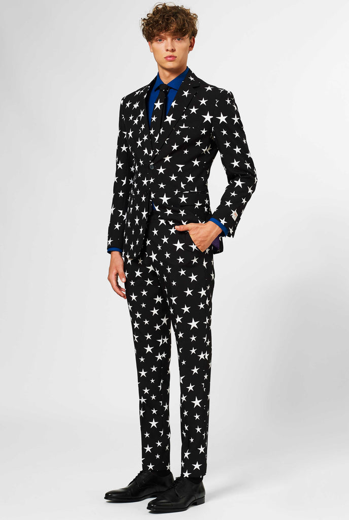 Men wearing black suit with white stars