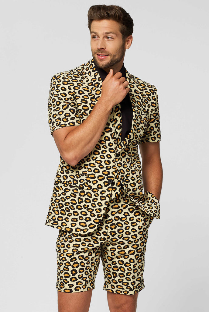 Man wearing summer suit with leopard print