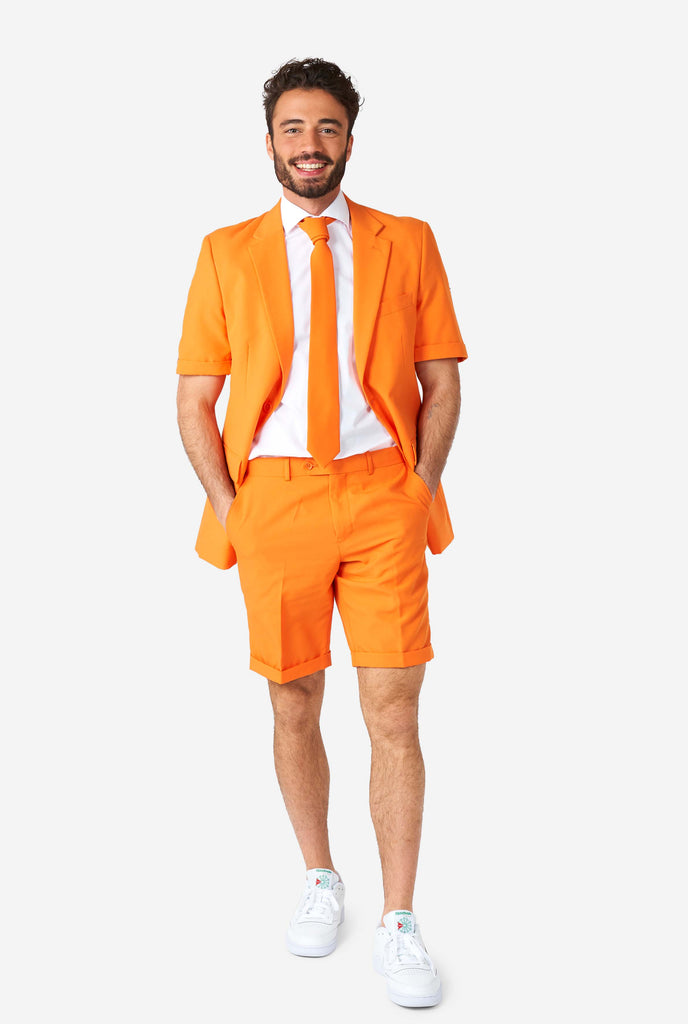 Man wearing orange summer suit