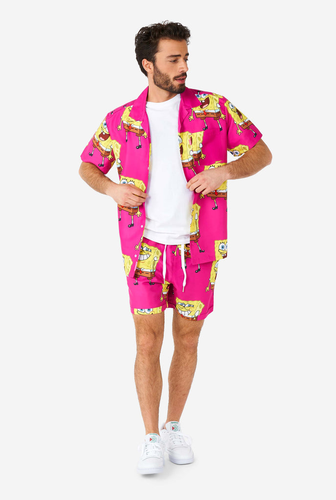 Man wearing summer outfit with SpongeBob SquarePants print