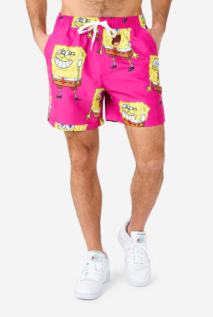 Man wearing summer shorts with SpongeBob SquarePants print