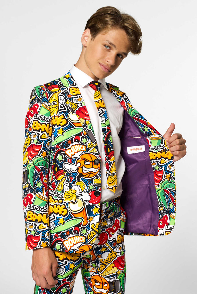 Crazy retro suit Street Vibes for teen boys worn by boy 